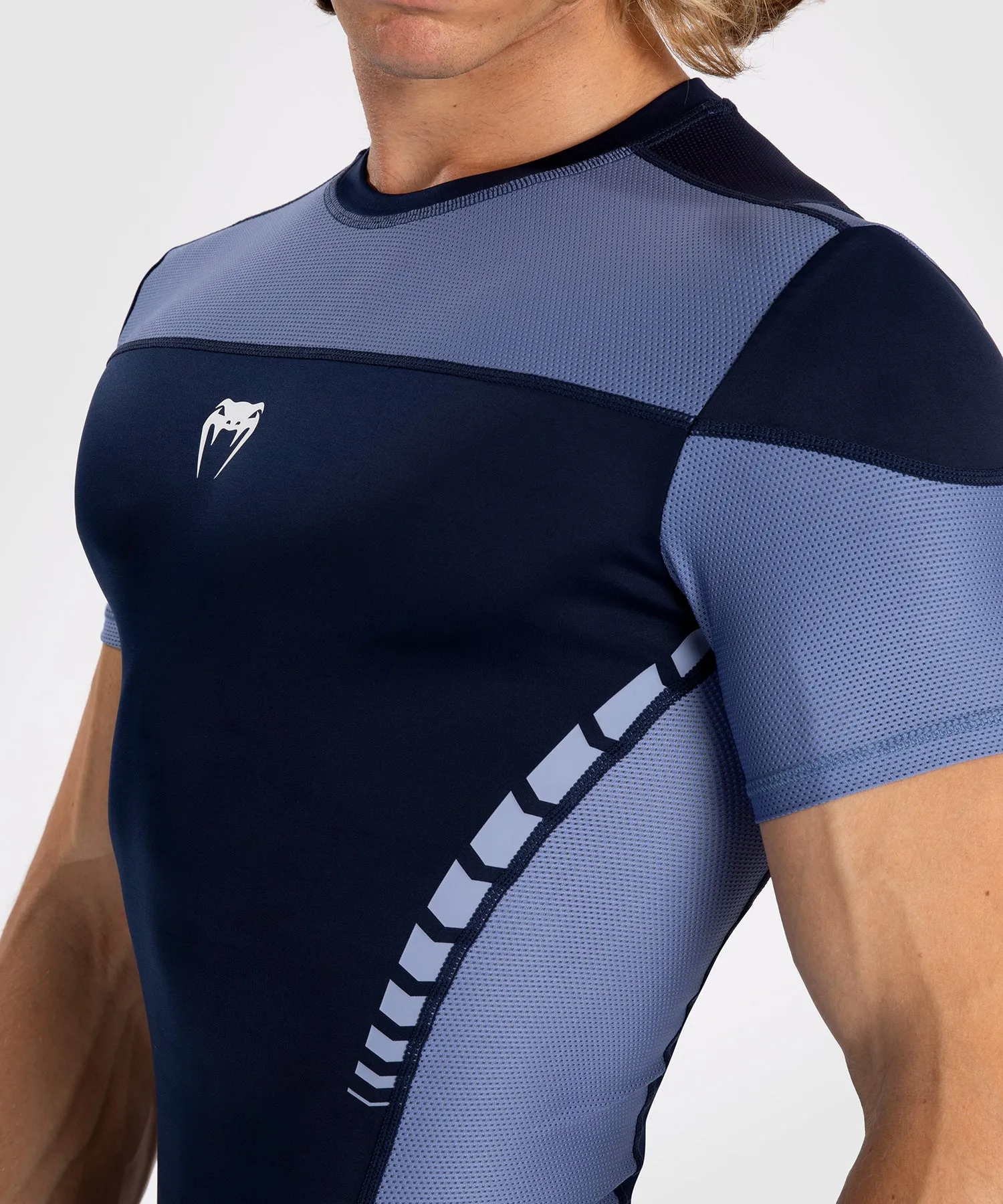 Venum Tempest Heren Rashguard Met Korte Mouwen - Marineblauw/Blauw