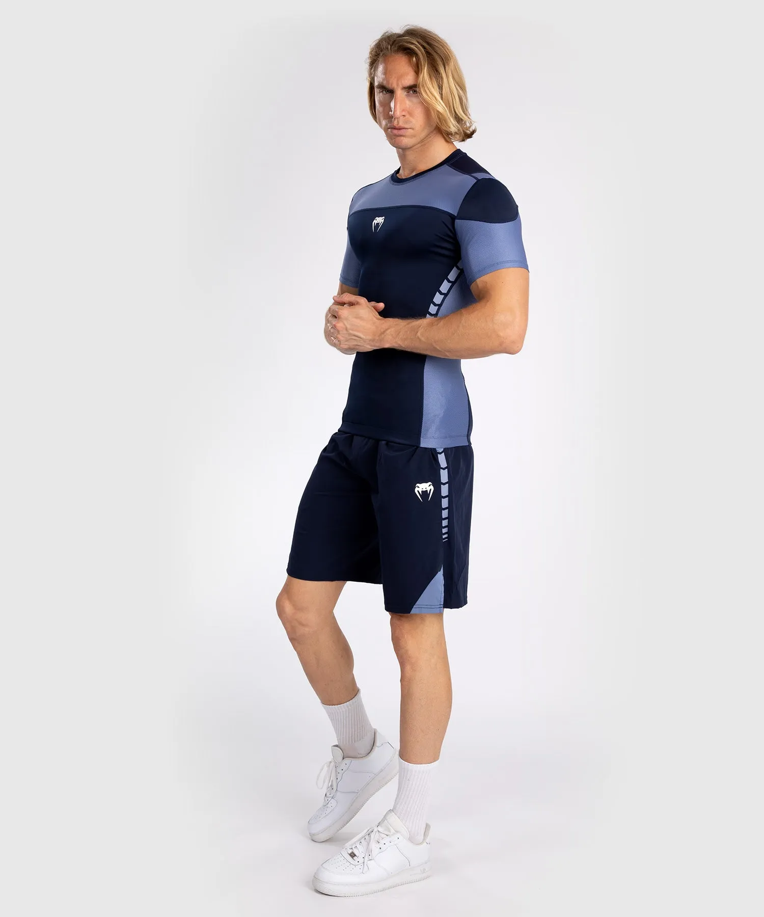 Venum Tempest Heren Rashguard Met Korte Mouwen - Marineblauw/Blauw