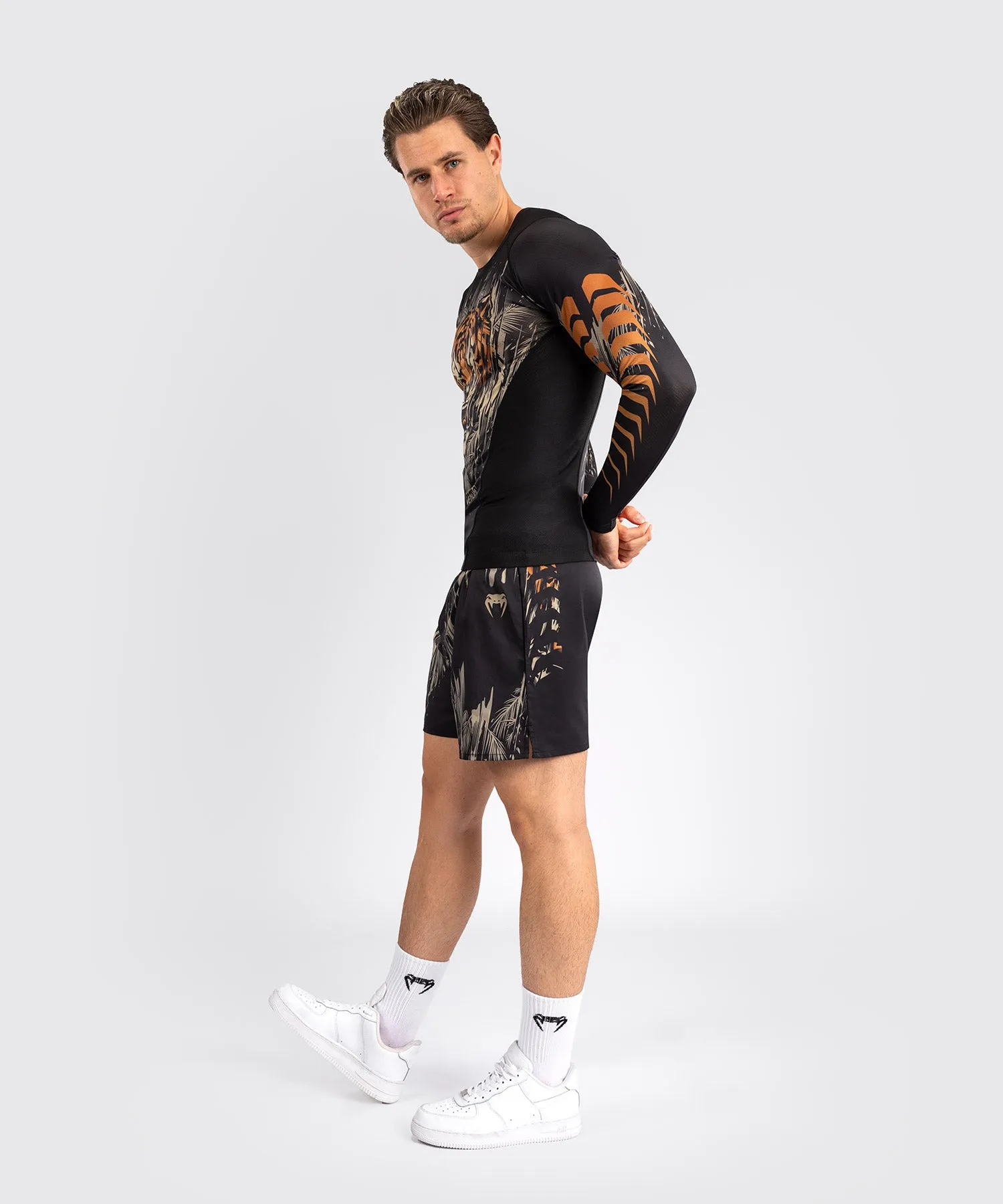 Venum Tiger Rashguard Maniche Lunghe Uomo - Nero/Arancione Neon