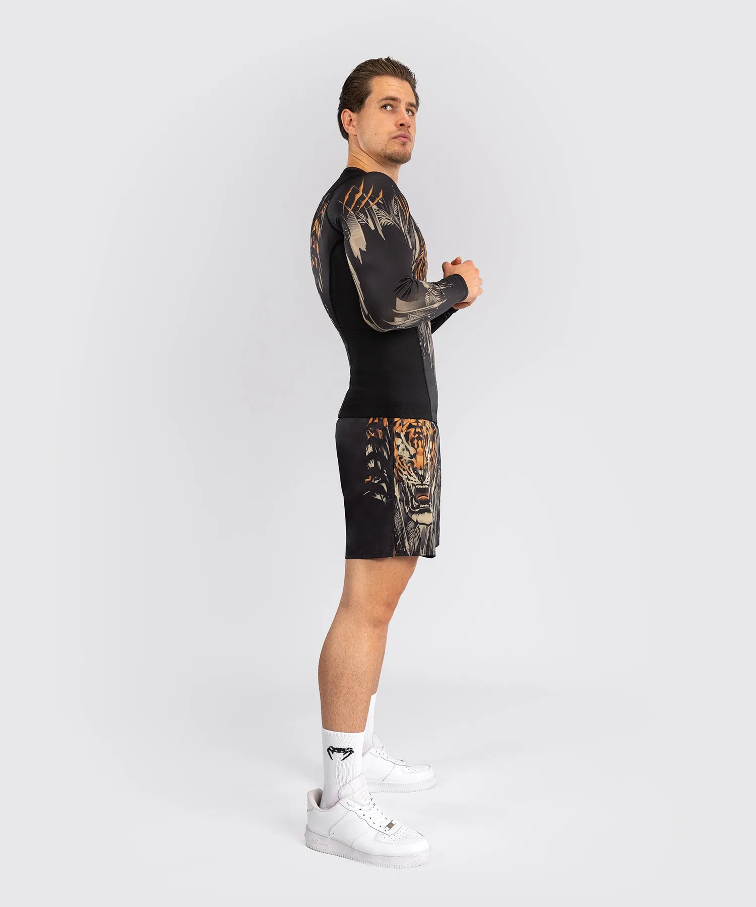 Venum Tiger Rashguard Maniche Lunghe Uomo - Nero/Arancione Neon