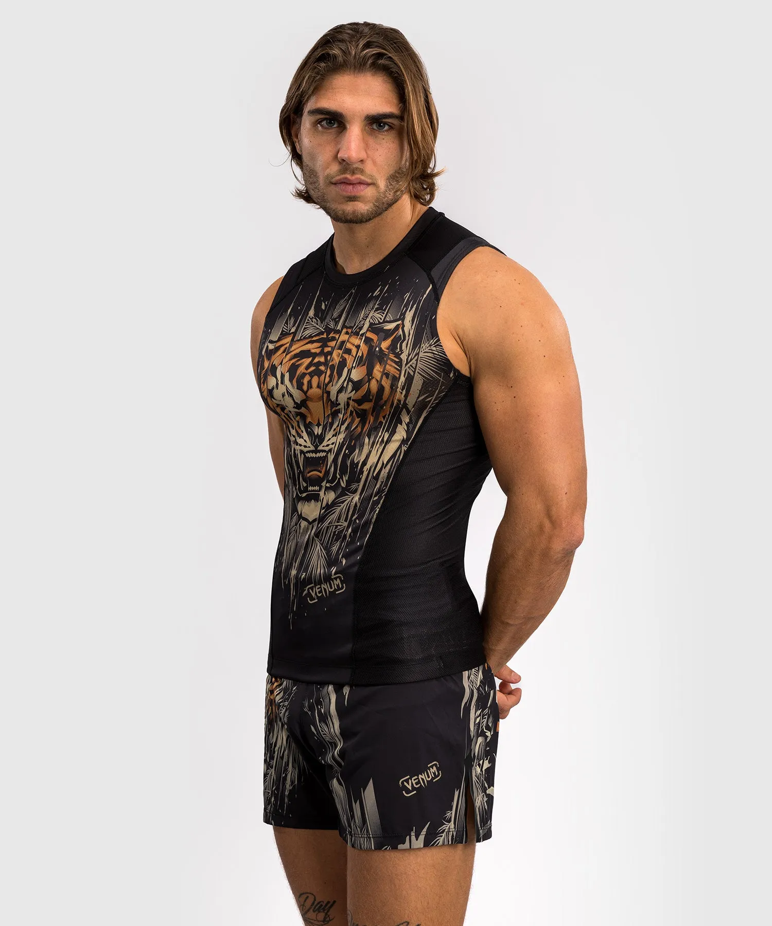 Venum Tiger Rashguard Senza Maniche Uomo - Nero/Arancione Neon