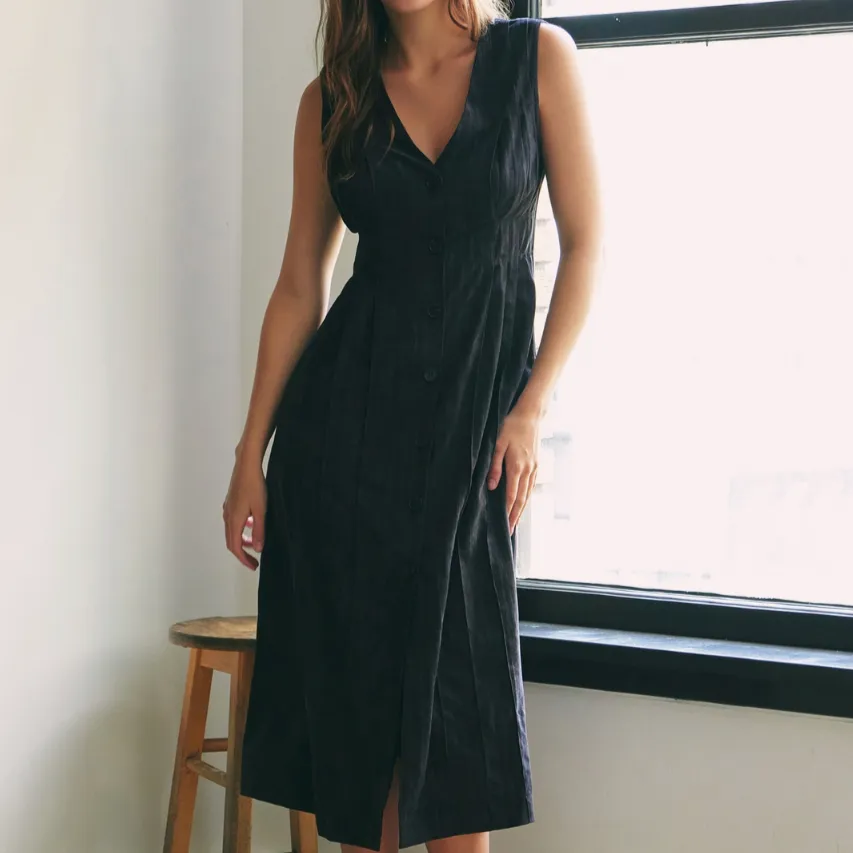 Verona Estates Black V-neck Maxi Dress-FINAL SALE