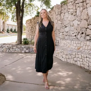 Verona Estates Black V-neck Maxi Dress-FINAL SALE