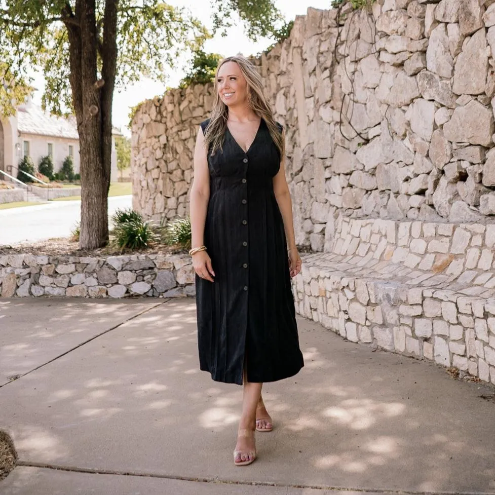 Verona Estates Black V-neck Maxi Dress-FINAL SALE