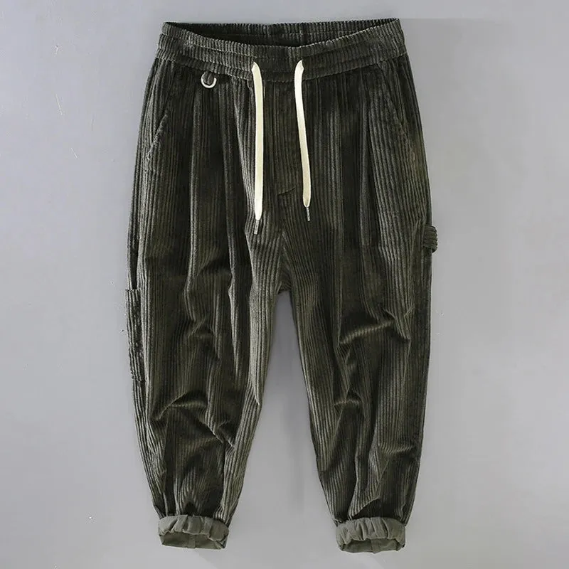 Vintage Men's Autumn Cargo Pants - New Multi-Pocket Loose Retro Casual Trousers