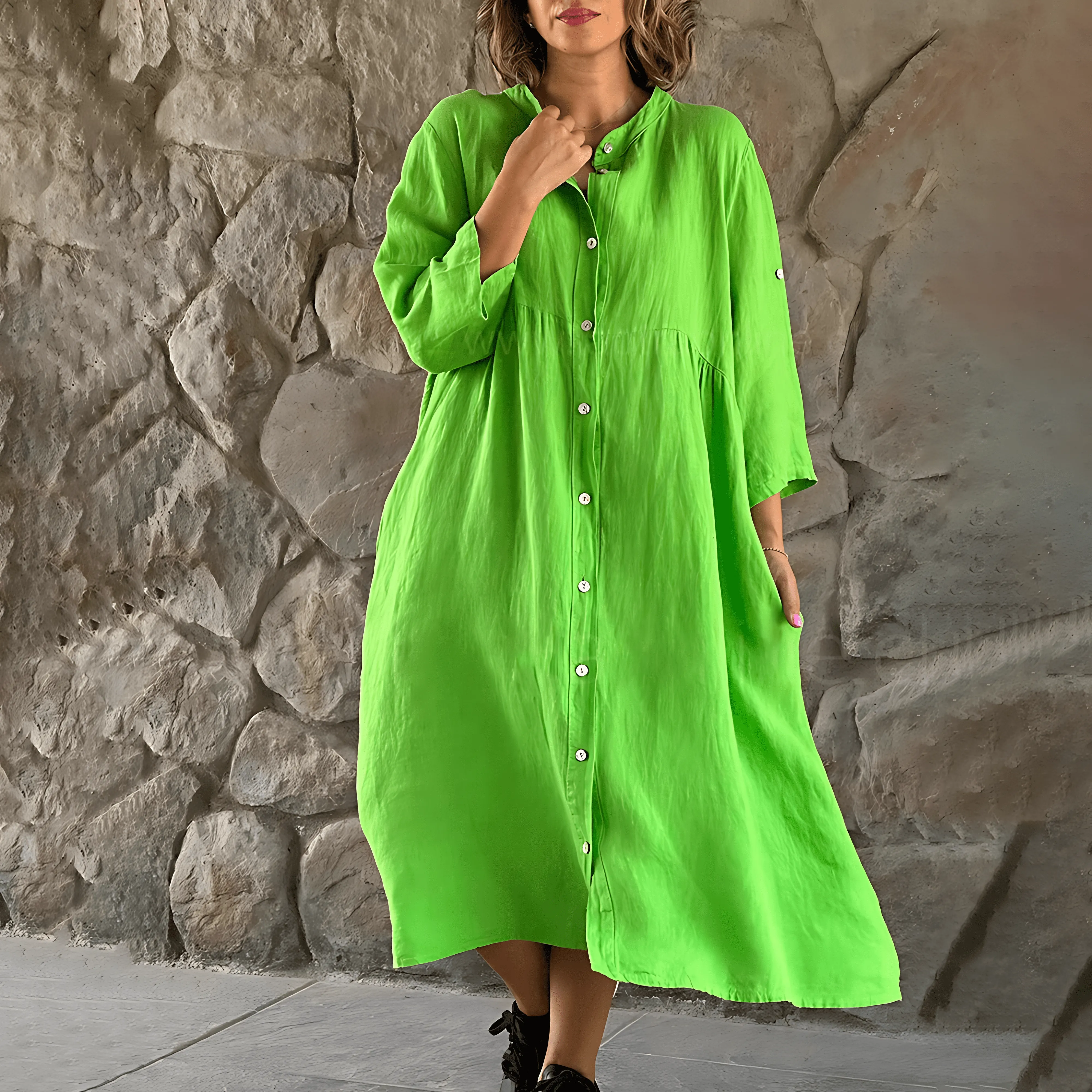Violeta® | Vibrant button-front midi dress for women