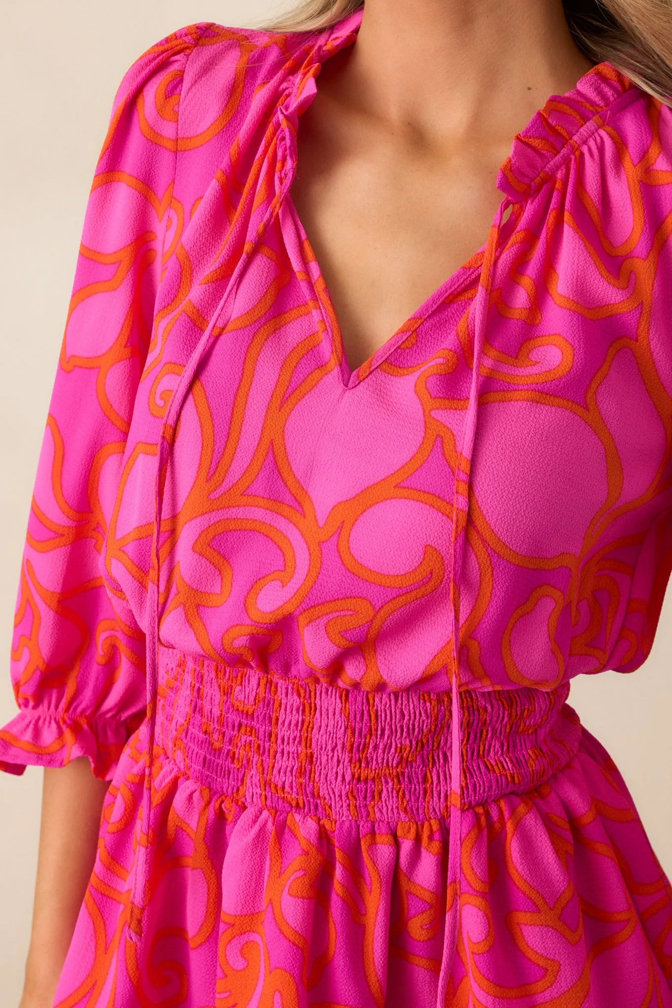 When We Meet Magenta Floral Long Sleeve Mini Dress