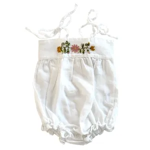 White Floral Embroidered Romper