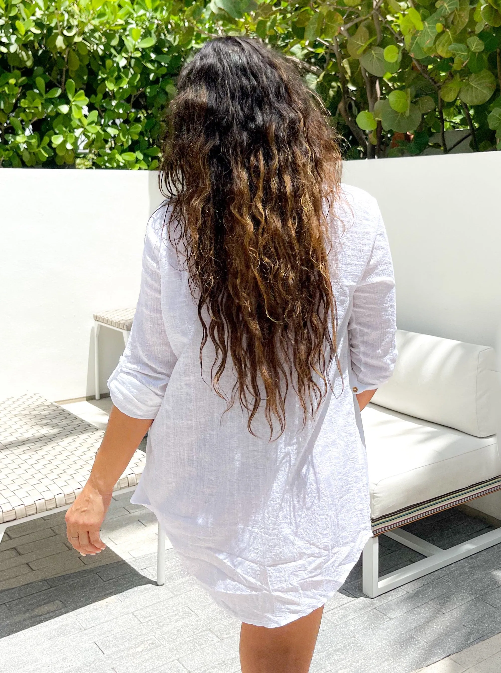 White Linen Cover-up Shirt