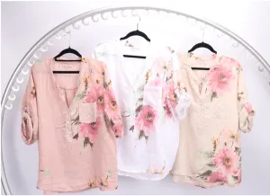 WL Floral sequin pocket top