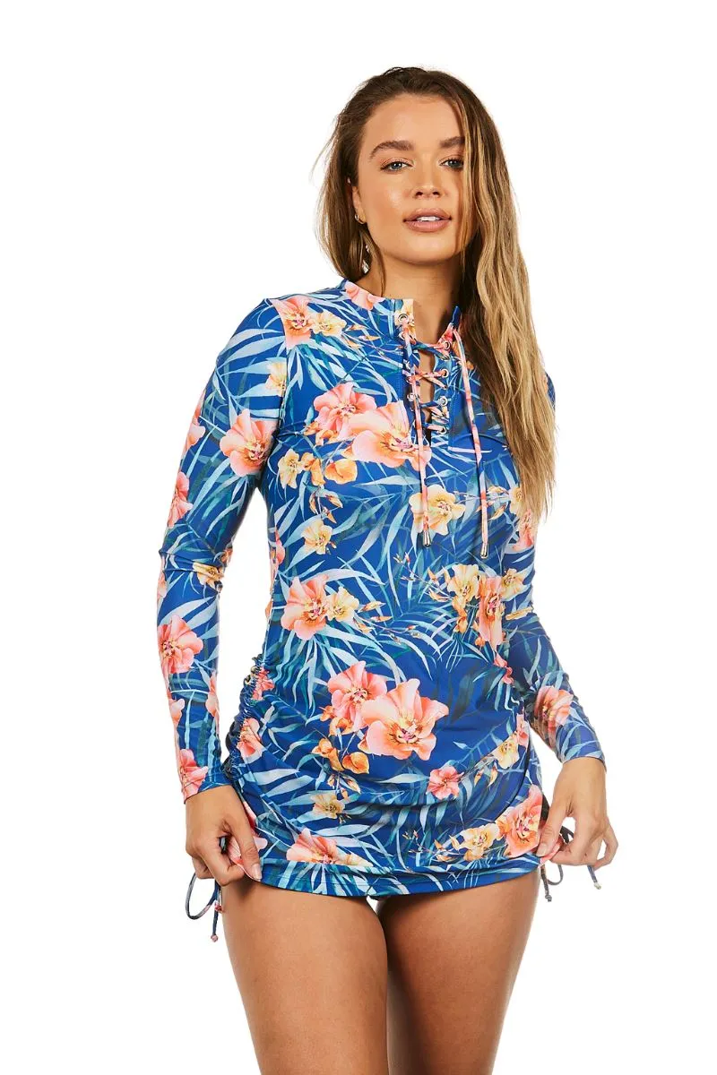 Womens Convertible Rashie in Island Breeze Blue