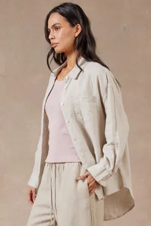Womens Hampton Linen Shirt - Oatmeal