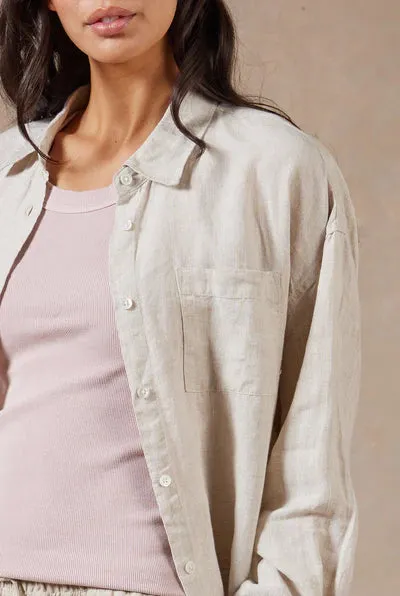 Womens Hampton Linen Shirt - Oatmeal