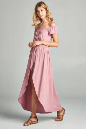 Women's Off Shoulder Solid Jersey Romper Maxi