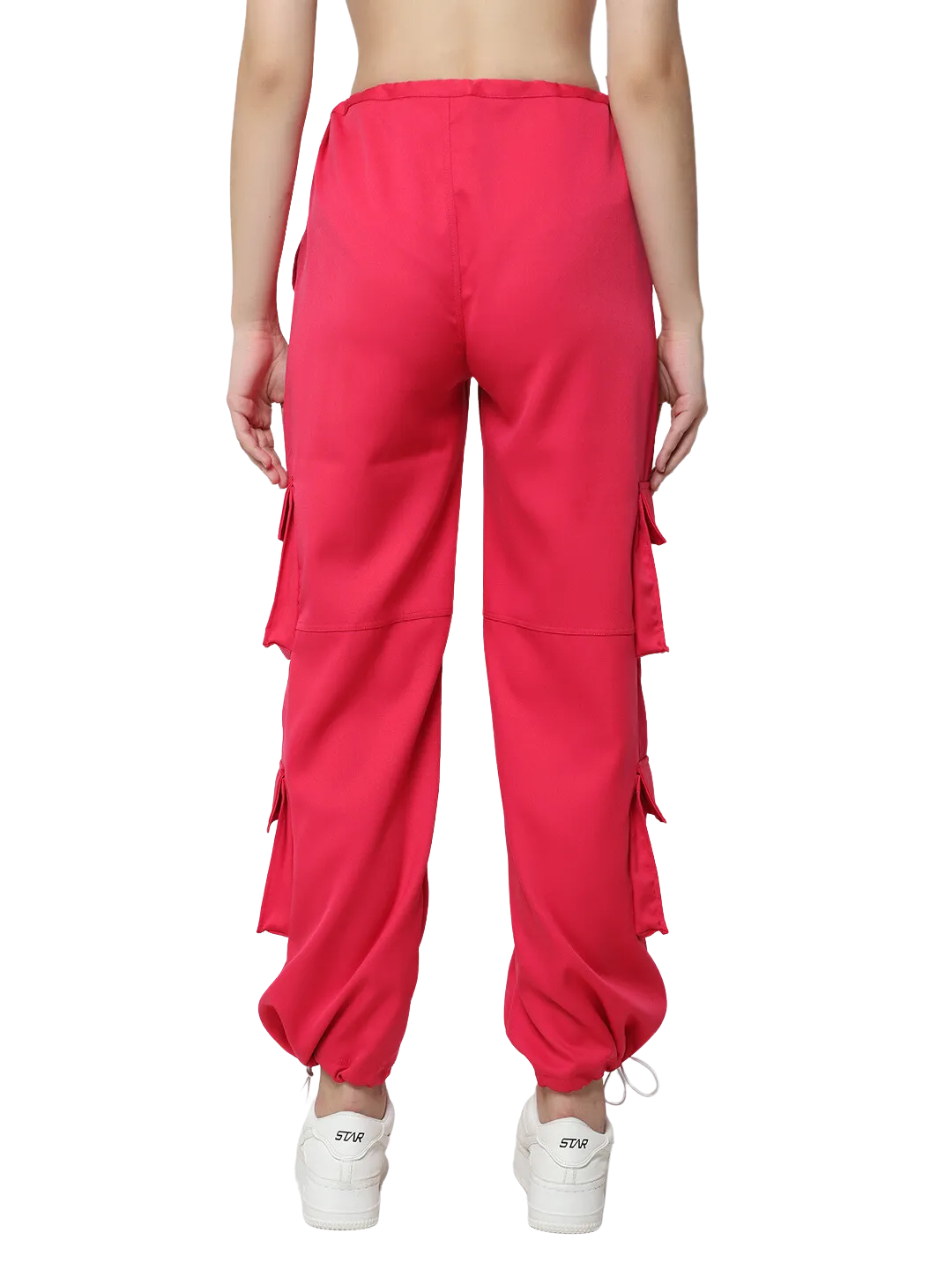 Women's Street Wear Parachute Cargo Pants (Hot Pink)