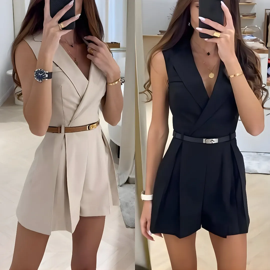 Women's Stylish Belted Wrap Style Romper | Sleveless