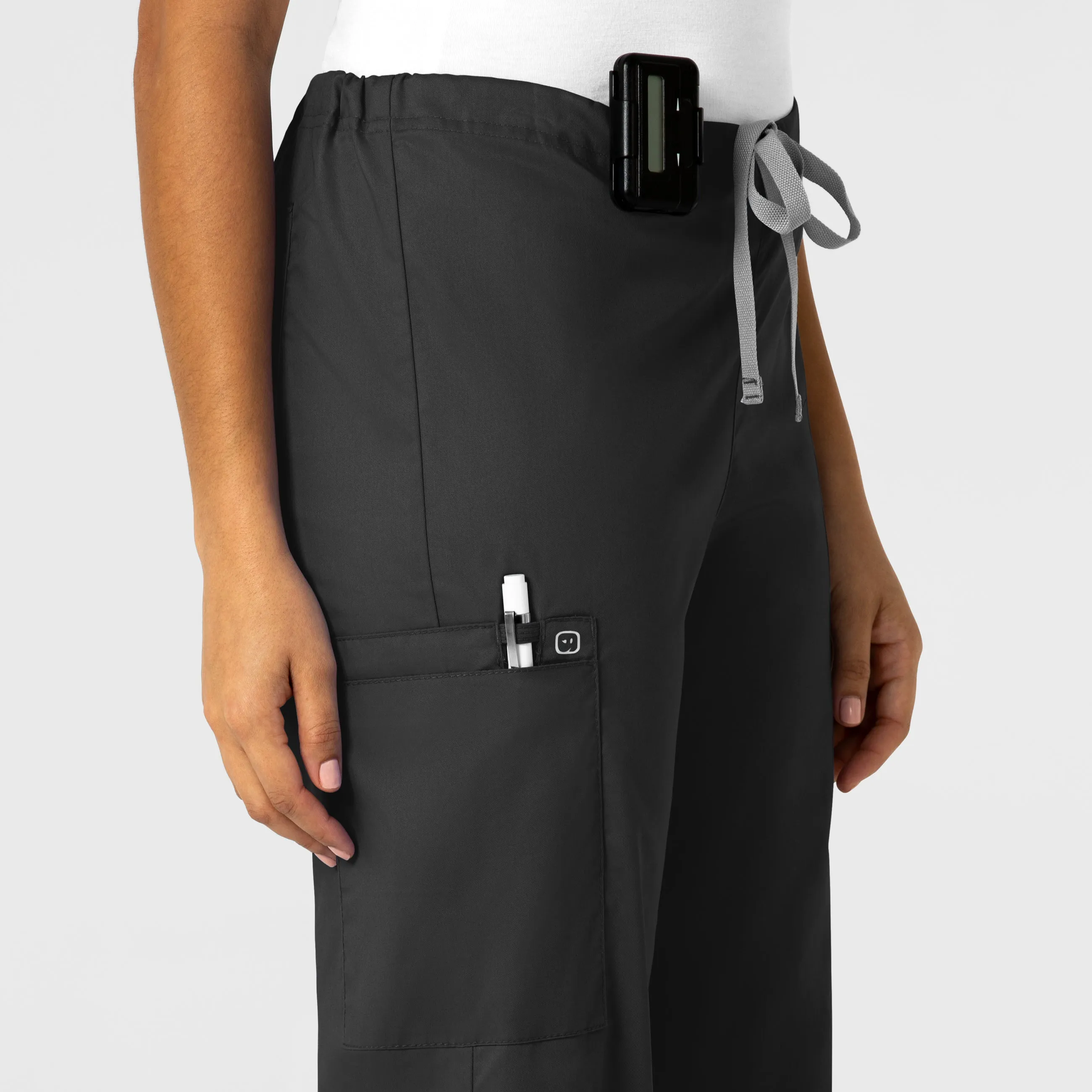 WonderWORK 500 Unisex Drawstring Cargo Scrub Pants Black
