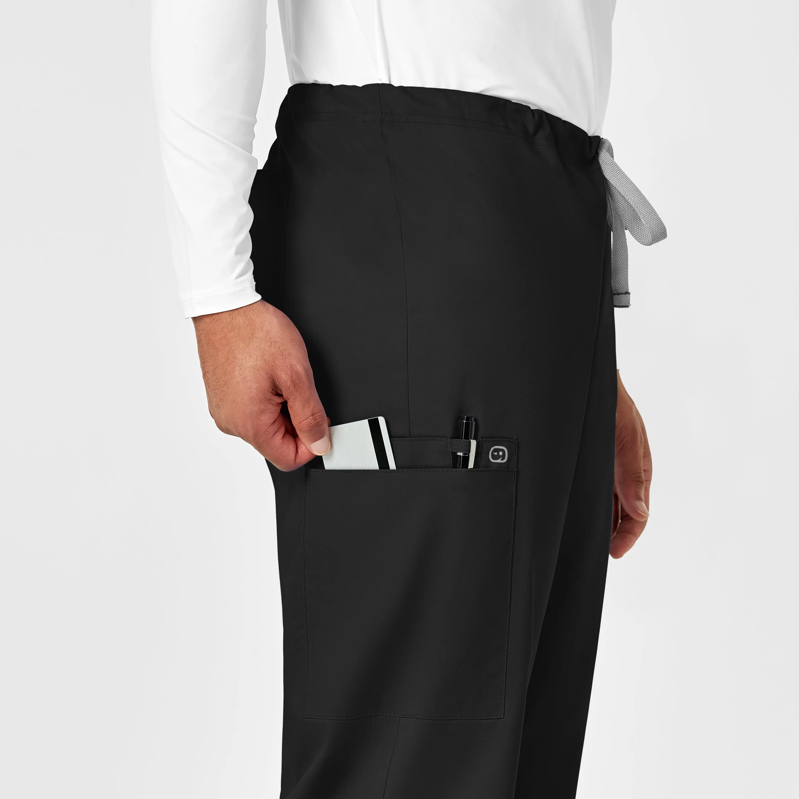 WonderWORK 500 Unisex Drawstring Cargo Scrub Pants Black