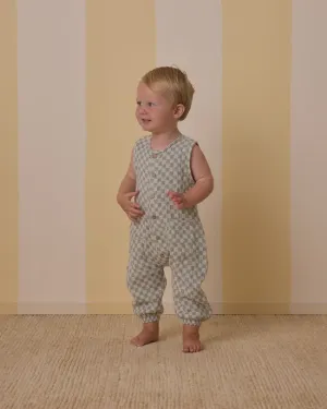 Woven Jumpsuit in Sage Check