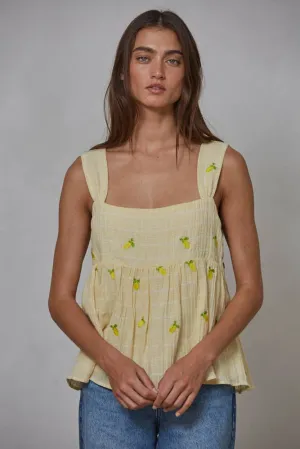 Woven Linen Cotton Viscose Embroidered Babydoll Top
