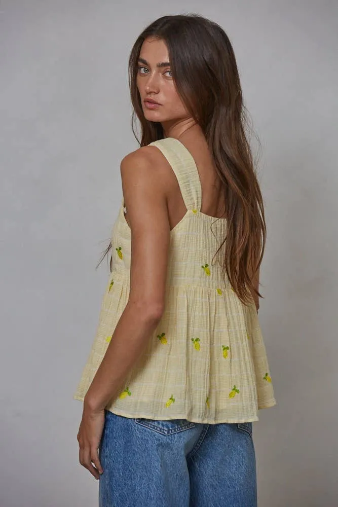 Woven Linen Cotton Viscose Embroidered Babydoll Top