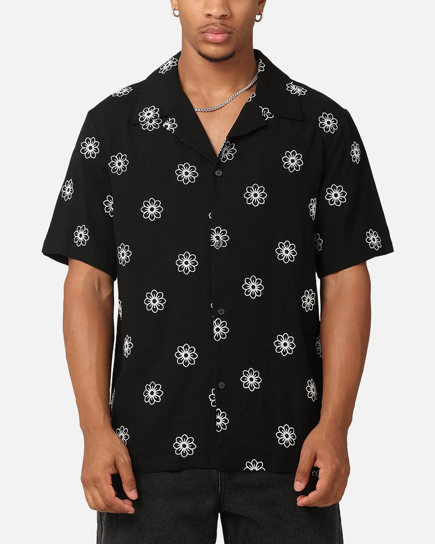 XXIII Daisy Linen Button Up Shirt Black/White