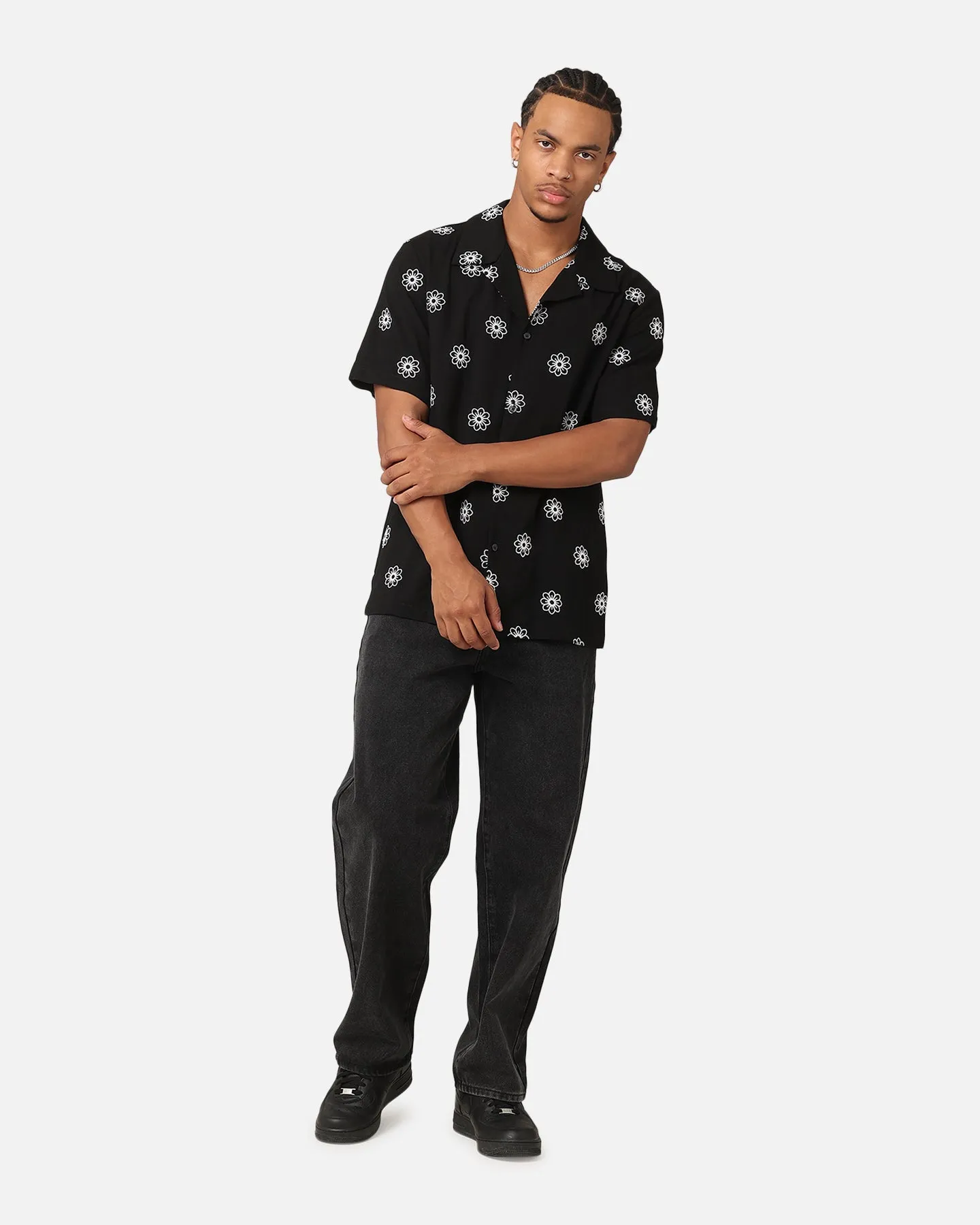 XXIII Daisy Linen Button Up Shirt Black/White
