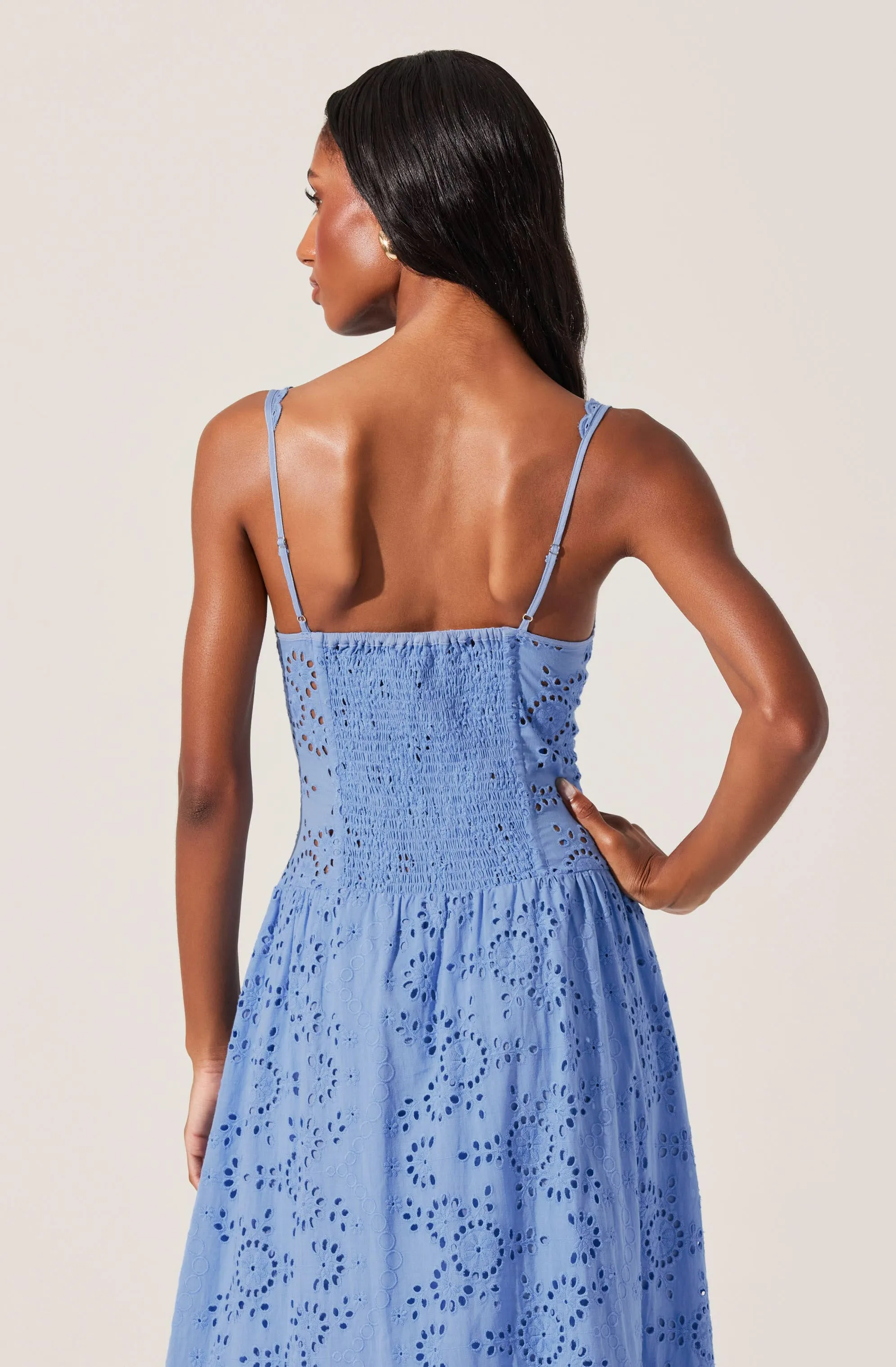 Yamila Eyelet Corset Midi Dress