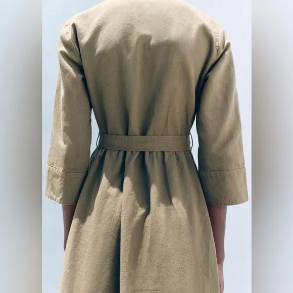 ZARA LINEN BLEND MIDI DRESSColor: Green * Size : S