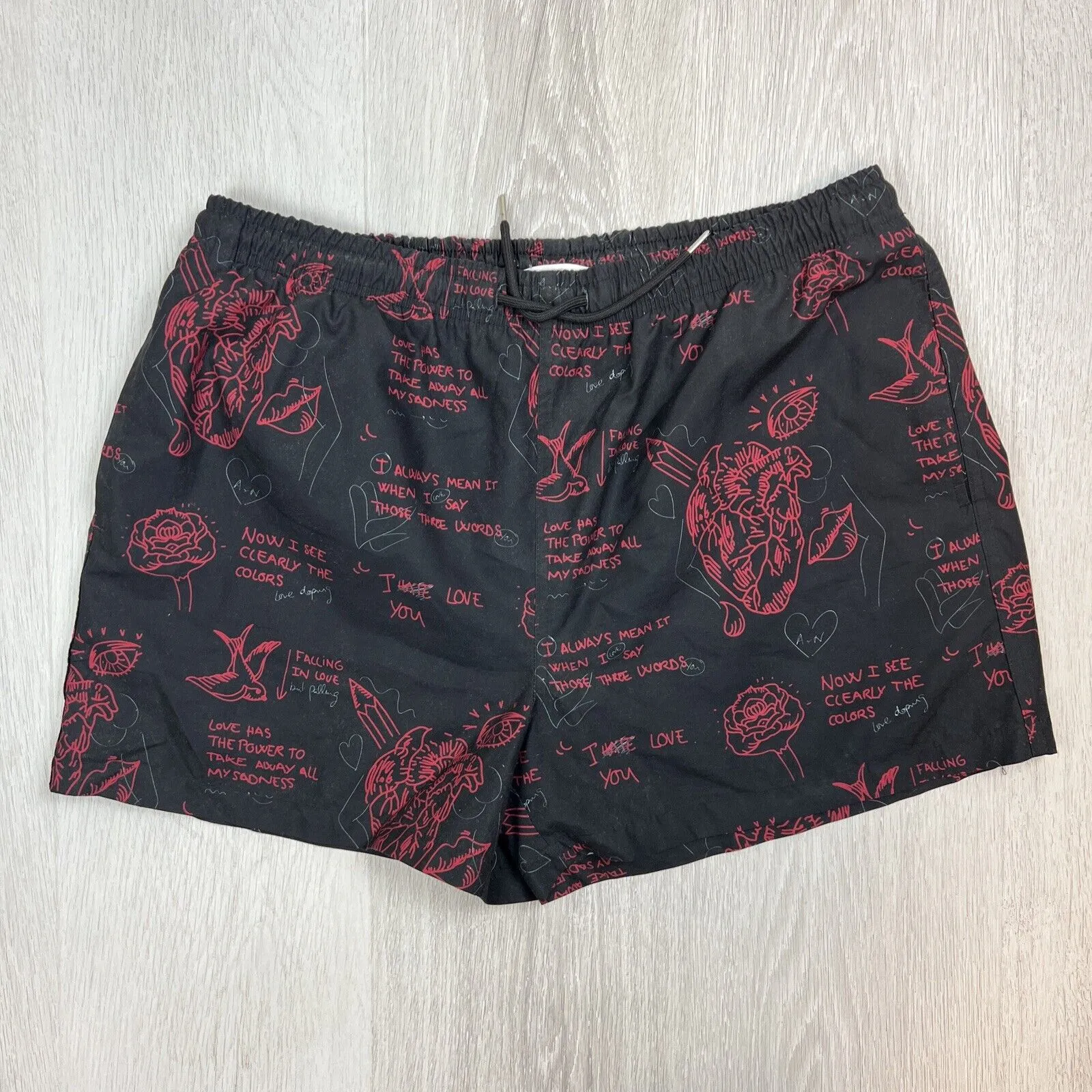 ZARA Mens Black Swim Shorts Board Shorts Beach Shorts Size XL