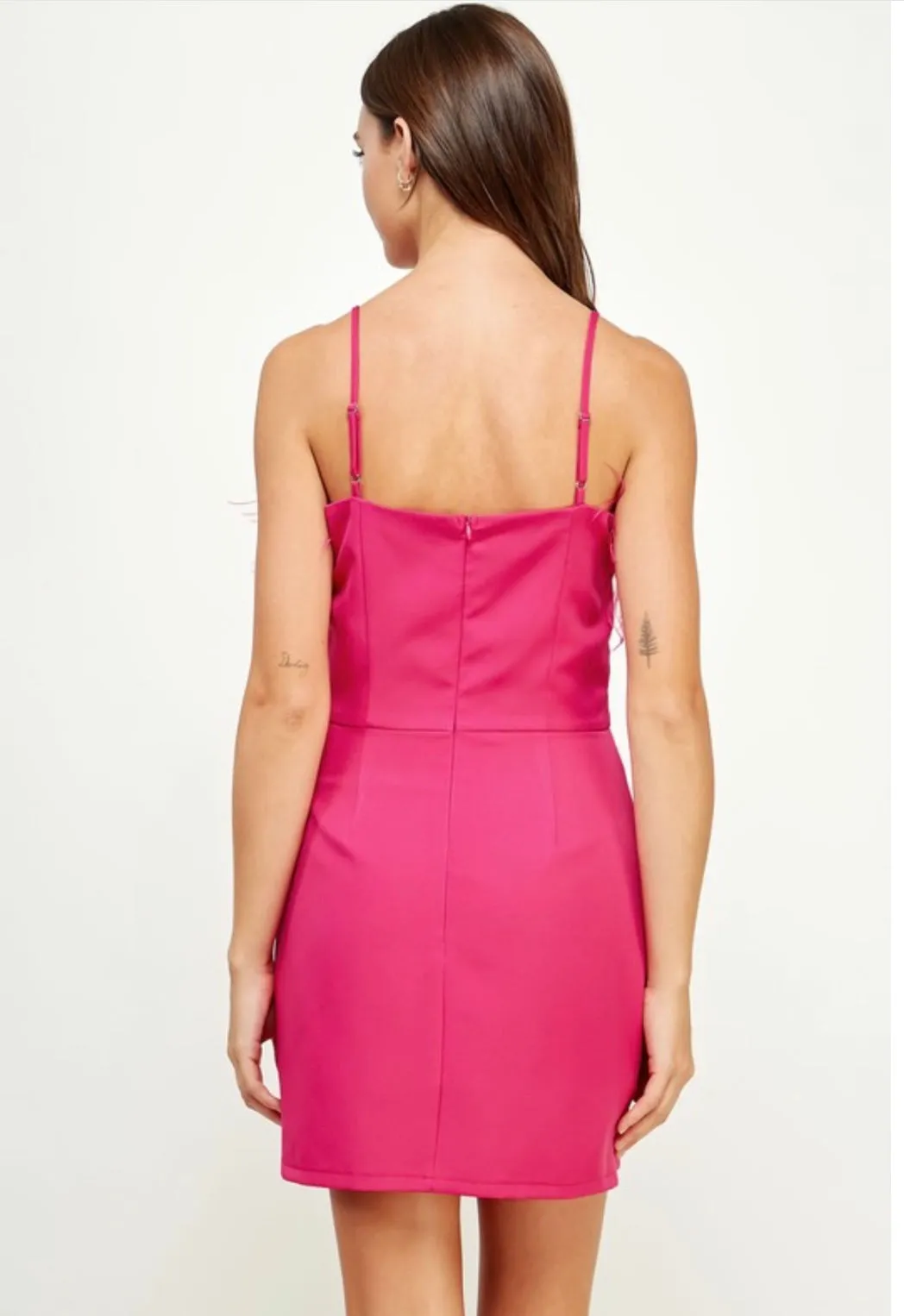 ZARAH FEATHER TRIM MINI DRESS